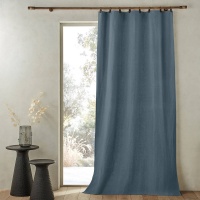 Штора Из льна на подкладке с кожаными шлевками Private 140 x 220 см синий AM.PM  фото, kupilegko.ru